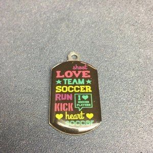 Dog Tag Love Soccer Team Run Kick Player Black Pink Purple Green Yellow Silver